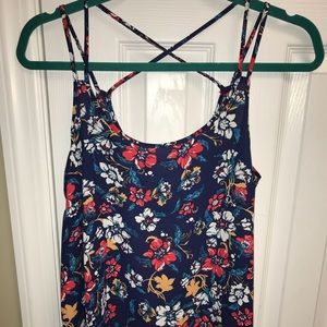 floral pattern cross back tank top